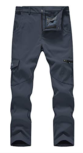 donhobo Herren Wanderhose Outdoorhose Funktionshose Winddicht Wasserdicht Softshellhose Winter Skihose Warm Gefüttert Trekkinghose (Dunkelgrau, 38) von donhobo