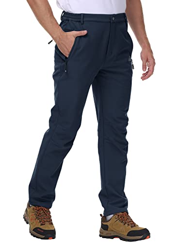 donhobo Herren Wanderhose Outdoorhose Trekkinghose Softshellhose Skihose Wasserdicht Winddicht Warm Gefüttert Winterhose (Marine, 36) von donhobo