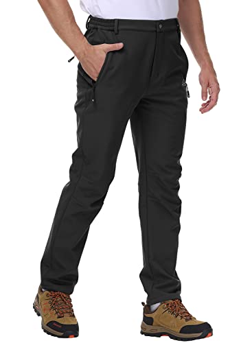 donhobo Herren Wanderhose Outdoorhose Wasserdicht Softshellhose Winddicht Warm Gefüttert Snowhose Skihose Winter Trekkinghose (Schwarz, 38) von donhobo