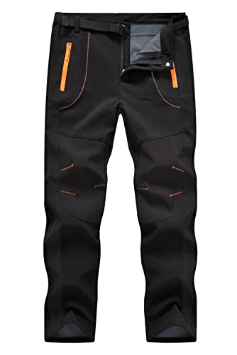 donhobo Herren Wanderhose Winddicht Wasserdicht Softshellhose Outdoorhose Warm Fleece Gefüttert Skihose Snowboardhose Winter Trekkinghose (Schwarz, M) von donhobo