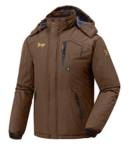 donhobo Herren wasserdichte Wanderjacke Regenjacken Outdoor Funktionsjacke mit Kapuze Windbreaker Full Zip Winddicht Mantel Jacke für Camping Ski Sports Freizeitjacke Braun 2XL von donhobo