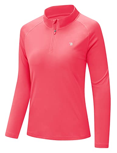 donhobo T-Shirt Damen Laufshirt Sportshirt Langarm Leicht Atmungsaktiv Schnelltrocknend Trainingsshirt Sweatshirt für Yoga Fitness, Rot, XS von donhobo