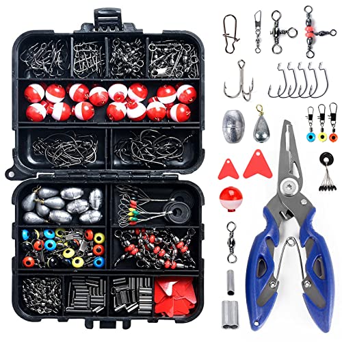 Doorslay 263-teiliges Angelzubehör-Set mit Tackle-Box, einschließlich Zange, Jig-Haken, Bleigewicht, Wirbel, Druckknöpfe, Bleigleiter von doorslay