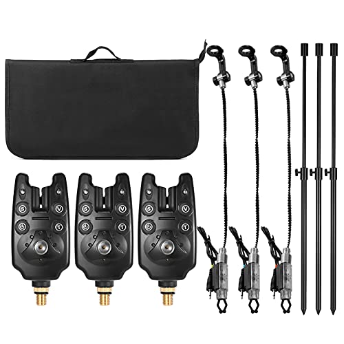 Doorslay Angel-Bissanzeiger-Set, Angel-Bissanzeiger-Set, 3 kabellose LED-Alarmanlagen, verstellbare Angel-Banksticks, 3 Angelschwinger mit gepolsterter Fisch-Werkzeugtasche Doorslay Angel-Bissanzeiger-Set, Angel-Bissanzeiger-Set, 3 kabellose LED-Alarmanlagen, verstellbare Angel-Banksticks, 3 Angelschwinger mit gepolsterter Fisch-Werkzeugtasche von doorslay