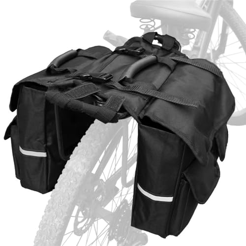 doorslay Fahrradtasche Doppeltasche, Gepäckträgertasche für Fahrrad, Doppeltasche mit Reflektorstreifen und Tragegriff, Gepäckträgertaschen für MTB von doorslay