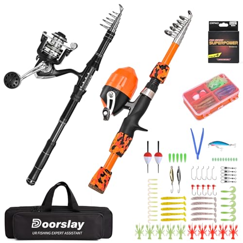 doorslay Teleskop-Angelrute und Rollen-Set mit Angelschnur, Angelköder-Set, 2.1 m Kohlefaser-Angelrute, 1.8 m Kinderangel, Angelset für Eltern-Kind, ideal für Reisen doorslay Teleskop-Angelrute und Rollen-Set mit Angelschnur, Angelköder-Set, 2.1 m Kohlefaser-Angelrute, 1.8 m Kinderangel, Angelset für Eltern-Kind, ideal für Reisen von doorslay