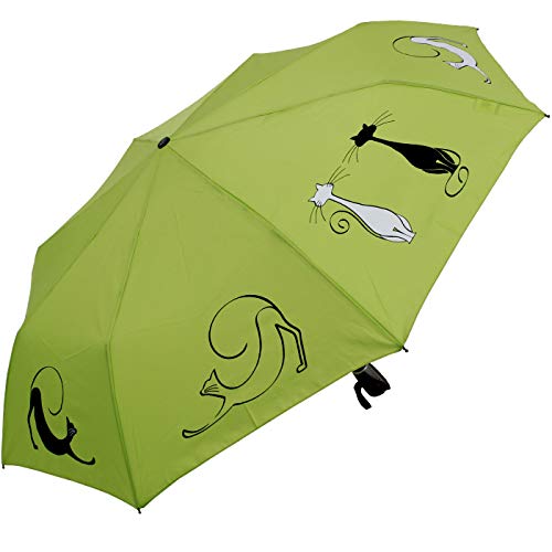 Doppler Mini Taschenschirm Auf-Zu-Automatik Cats Friends - Lime von Doppler