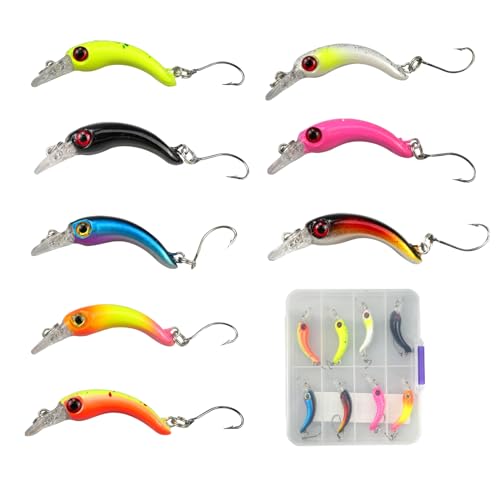 duisoad 8 Stück Forellen Wobbler Set Angelköder Set Kunstköder Wobbler Forelle mit Einzelhaken für Verwendung in Süßwasser, Salzwasser, Forelle, Barsch duisoad 8 Stück Forellen Wobbler Set Angelköder Set Kunstköder Wobbler Forelle mit Einzelhaken für Verwendung in Süßwasser, Salzwasser, Forelle, Barsch von duisoad