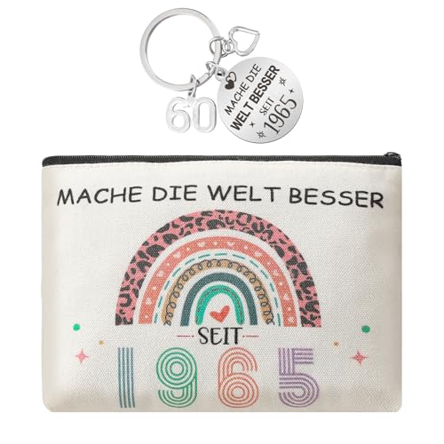 dusaniyali 60 Geburtstag Frau 60.Geburtstag Kosmetiktasche für Frauen Schlüsselanhänger Geschenke zum 60 Geburtstag Frau Geburtstagsgeschenk für Damen Ehefrau Mutter Oma Tante Lehrer Kollege von dusaniyali