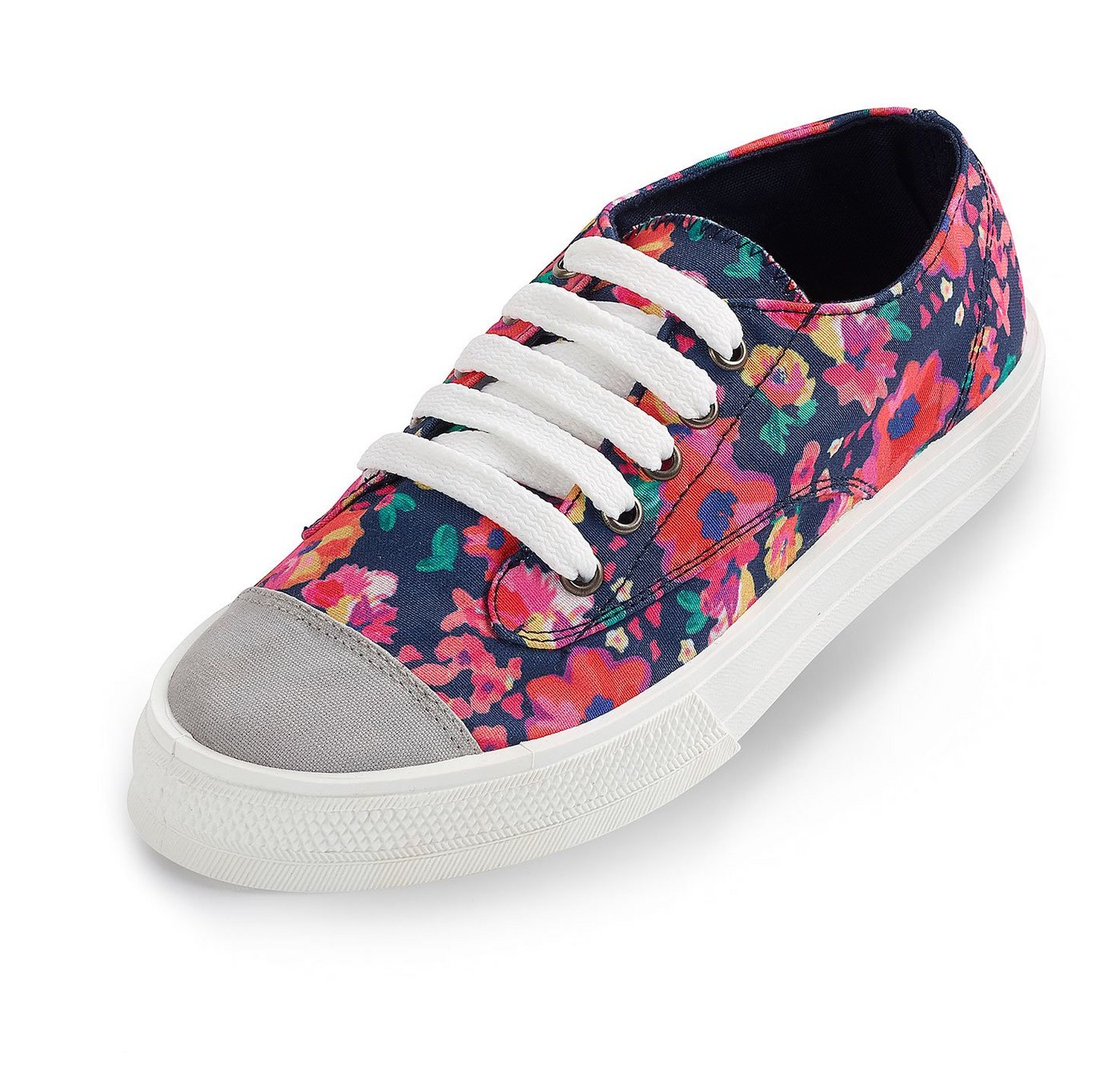 dynamic24 Sneaker Damen Sommer Sneaker Halbschuhe Freizeit Sport Schuhe Schnürschuhe Blumen Textil von dynamic24