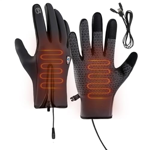 dzqad Wiederaufladbare Ski-Fäustlinge,Beheizte Winter-Ski-Fäustlinge | Wiederaufladbare Winter-Skihandschuhe Screentouch,wasserdichte Outdoor-Fäustlinge für kaltes Wetter, Handwärmer zum Fahren und von dzqad