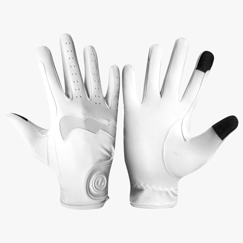 eGlove GripPro Lite 2024 Reithandschuhe, leicht, atmungsaktiv, griffig und strapazierfähig, Touchscreen-freundlich, Weiß/Weiß (2024), Größe M von eGlove