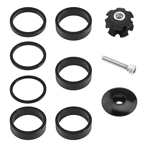 eMagTech 10-teiliges Steuersatz-Abstandshalter-Ersatzkit Fahrrad-Vorbaukappen mit Steuersatzschraube Und Kralle, Passend für 28,6-mm-Vorderschaftgabel, Schwarz eMagTech 10-teiliges Steuersatz-Abstandshalter-Ersatzkit Fahrrad-Vorbaukappen mit Steuersatzschraube Und Kralle, Passend für 28,6-mm-Vorderschaftgabel, Schwarz von eMagTech