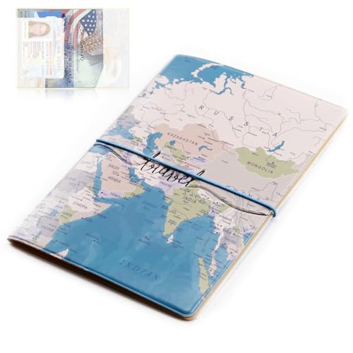 eModwey Reisepass Kunststoff Schutzhülle - Ausweis Hülle Impfpass Schutz Verschluss und Kartenfach - Robuste Ausweishülle und Impfpass Schutz - Vintage Weltkarte Design, Ideal für Reisende eModwey Reisepass Kunststoff Schutzhülle - Ausweis Hülle Impfpass Schutz Verschluss und Kartenfach - Robuste Ausweishülle und Impfpass Schutz - Vintage Weltkarte Design, Ideal für Reisende von eModwey