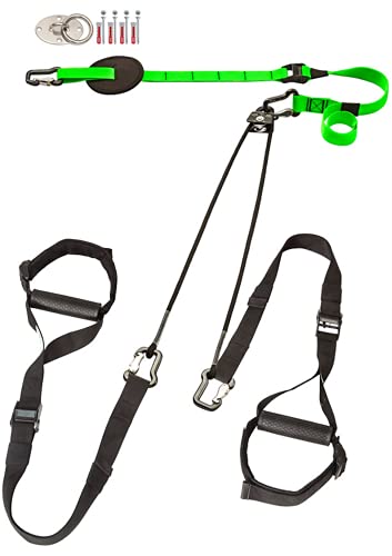 eaglefit - Premium Sling-Trainer „Flex“ Komplettsystem für Zuhause mit Umlenkrolle, Türanker, Wand- oder Deckenhalterung & Zubehör zur vielseitigen Befestigung an Wand, Decke, Tür, Balken, Baum (grün) eaglefit - Premium Sling-Trainer „Flex“ Komplettsystem für Zuhause mit Umlenkrolle, Türanker, Wand- oder Deckenhalterung & Zubehör zur vielseitigen Befestigung an Wand, Decke, Tür, Balken, Baum (grün) von eaglefit