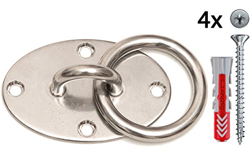 eaglefit - Wand- & Deckenhalterung aus Edelstahl bis 160 kg belastbar - Halterung für Sling-Trainer, Boxsack, Hängematte, Schaukel, Hängesitz, Hängesessel - Deckenhaken inkl. Schrauben & Dübel (oval) eaglefit - Wand- & Deckenhalterung aus Edelstahl bis 160 kg belastbar - Halterung für Sling-Trainer, Boxsack, Hängematte, Schaukel, Hängesitz, Hängesessel - Deckenhaken inkl. Schrauben & Dübel (oval) von eaglefit