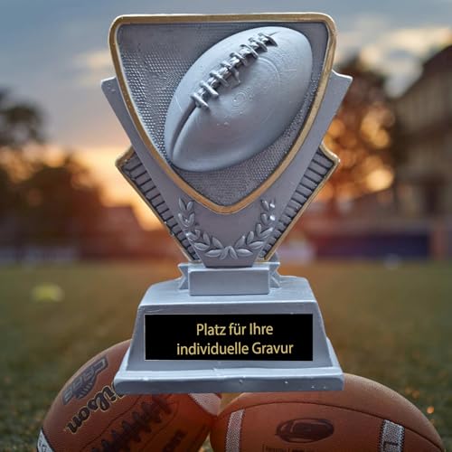 eberin · American Footballpokal mit Wunschtext – Perfekte Auszeichnung für echte Footballfans · Super Bowl · Fantasy Football · Komplettfigur Football · Größe 16 cm (MIT Gravur) von eberin