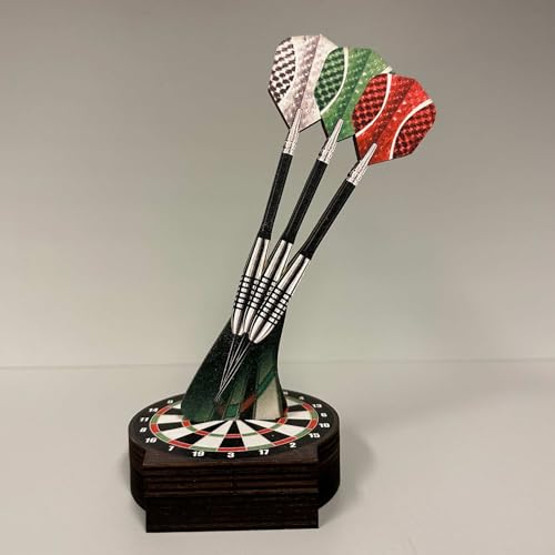 eberin · Dart Pokal inkl. Gravur · Darts Pokal personalisierbar · einzigartigen Holzpokal mit Wunschtext · DartpfeilTrophäe · Auszeichnung für treffsichere Dartschützen · von eberin