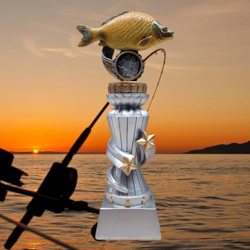 eberin · Feiern Sie Ihre unvergesslichen Angelerfolge: Resin Angel Pokal mit Wunschtext · Angel Geschenk · Angel Urlaub · Fisch Karpfen Angler Deko · 22 cm (OHNE Gravur) von eberin