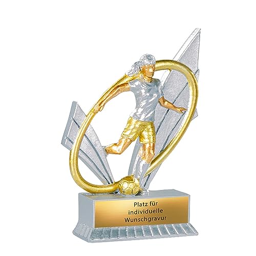 eberin · XS Frauen Fussball Pokal personalisierbar · Damen Fussball Trophäe · Frauenmannschaft Wanderpokal · Fussballspielerin Preis · Fußball Pokal mit Gravur · 12 cm von eberin