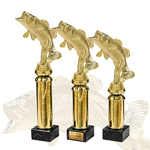 eberin · Angler Pokal · Angeln Pokal · Fisch Gold · Raubfisch · Angelurlaub · Angelverein · Ehrenpreis · Pokal · Trophäe · Award · mit Wunschgravur in 3 Größen (Größe: 33cm) von eberin