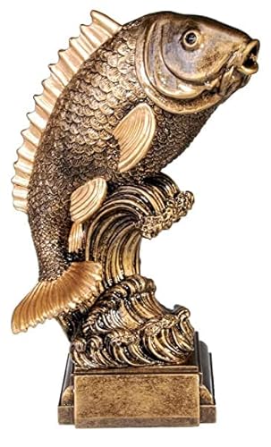 eberin · Angler Pokale · Angeln Pokal · Angelfigur Fisch · Angelurlaub Award · Angelverein Ehrenpreis ·Fisch groß Bronze, personalisierbar mit Wunschtext, Größe 26 cm von eberin