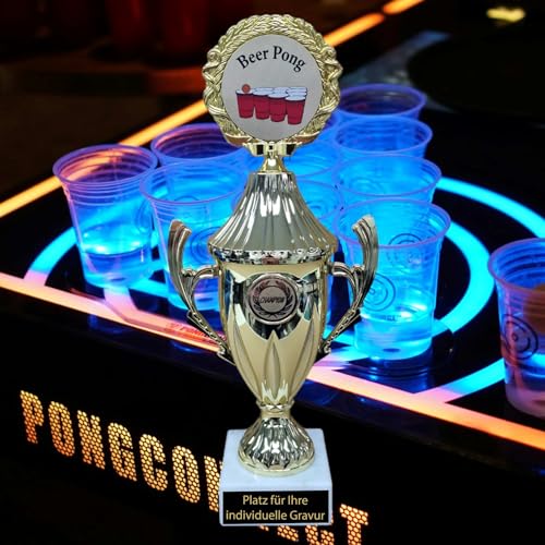 eberin · Beer Pong Pokal für den Herrscher des legendären Trinkspiels · Bierpong Champion · Trinkspiel Trophäe · Beirut/Bier Pong Pokal mit Wunschtext · Höhe 28,5 cm von eberin