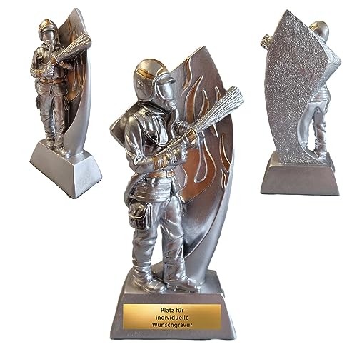 eberin · Feuerwehr Pokale mit Wunschtext · Wanderpokal · Resinfigur Feuerwehrmann Silber/Gold · FFW Pokal · Feuerwehr Ehrenpreis · Auszeichnung personalisierbar von eberin