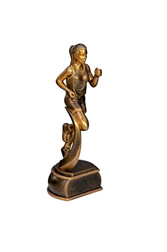 eberin · Leichtathletik-Pokal, Resinfigur Läufer Damen, Bronze, mit Wunschtext, Größe 16,5 cm von eberin
