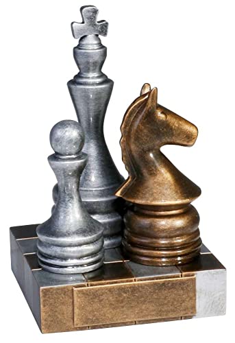 eberin · Schach Pokal, Schachturnier Award, Resinfigur Schachspiel · König · Pferd · Bauer, Schachspieler Preis Bronze/Silber, personalisierbar mit Wunschtext, Größe 15 cm eberin · Schach Pokal, Schachturnier Award, Resinfigur Schachspiel · König · Pferd · Bauer, Schachspieler Preis Bronze/Silber, personalisierbar mit Wunschtext, Größe 15 cm von eberin