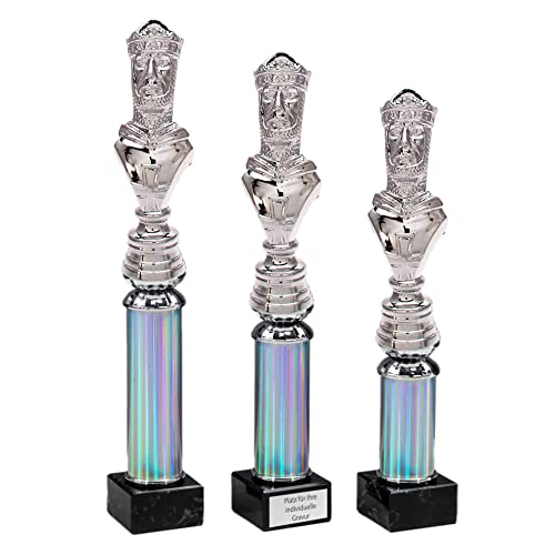 eberin · Schachsport Pokal · Schach-Pokal für Schachspieler · König auf Silbersäule/Marmor schwarz · Auszeichnung · Pokal · in 3 Größen erhältlich · mit oder ohne Gravur · (33,3 cm) von eberin