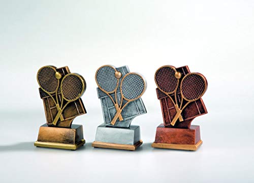 eberin · Tennis-Pokal, Resinfigur Tennis, Bronze, mit Wunschtext, Größe 8 cm von eberin