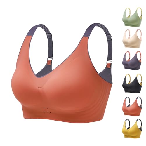 Anhebender, bügelloser Push-Up-BH gegen Hängen, kraftvoller Nahtloser Push-Up-BH, orthopädischer, schlaffer BH für Damen (Orange,2XL) von eganten