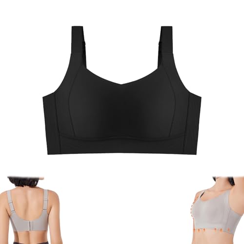 eganten BH zur Kontrolle von Achselfett und zur Unterstützung großer Brüste, Push-Up-BHS für Damen ohne Bügel (Black,L) von eganten