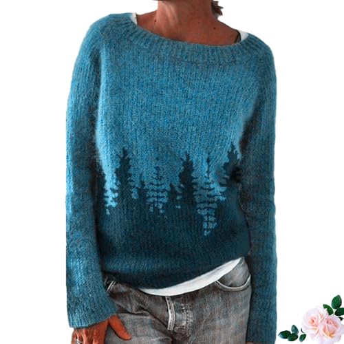 eganten Panrila Damenbekleidung, Panrila Damen-Strickpullover mit Rundhalsausschnitt, Panrila Damenpullover (Blue-A,3XL) von eganten