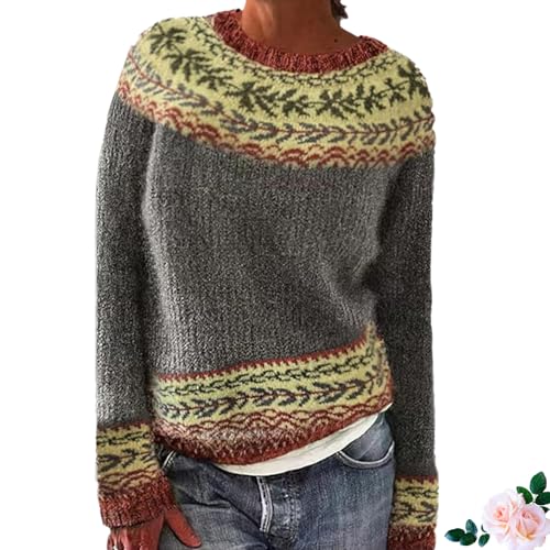 eganten Panrila Damenbekleidung, Panrila Damen-Strickpullover mit Rundhalsausschnitt, Panrila Damenpullover (Yellow-A,5XL) von eganten