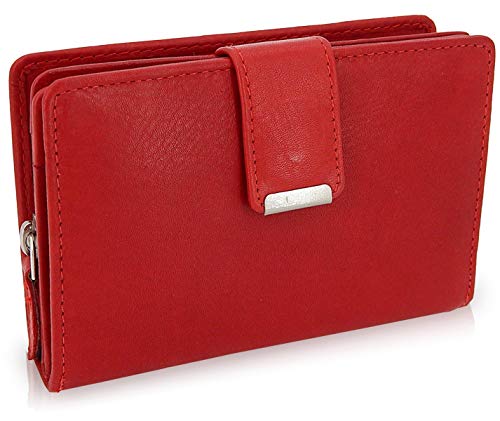 ekavale Damen Geldbörse aus weichem Leder mit RFID-Schutz - Damen-Portemonnaie (Rot) von ekavale
