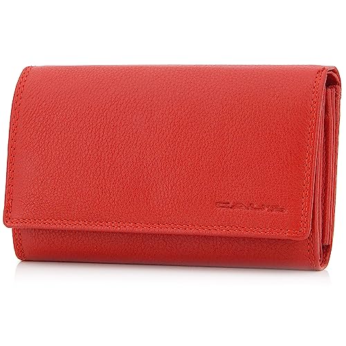 ekavale Damen Leder Geldbörse mit RFID-Schutz – Damen-Portemonnaie aus Rind-Leder (Rot) von ekavale