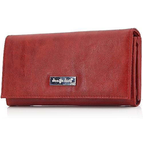 ekavale Damen Portemonnaie mit vielen Kartenfächer, Geldbörse aus Kunstleder, Geldbeutel für Frauen (Rot) von ekavale