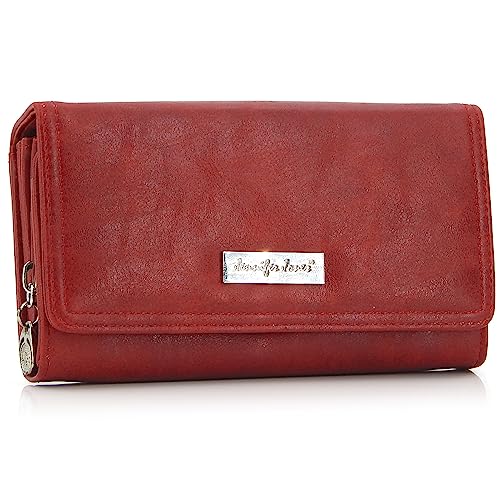 ekavale Portemonnaie Damen mit vielen Kartenfächern - Geldbörse Kunstleder - Geldbeutel für Frauen - Brieftasche Damen (Rot) ekavale Portemonnaie Damen mit vielen Kartenfächern - Geldbörse Kunstleder - Geldbeutel für Frauen - Brieftasche Damen (Rot) von ekavale