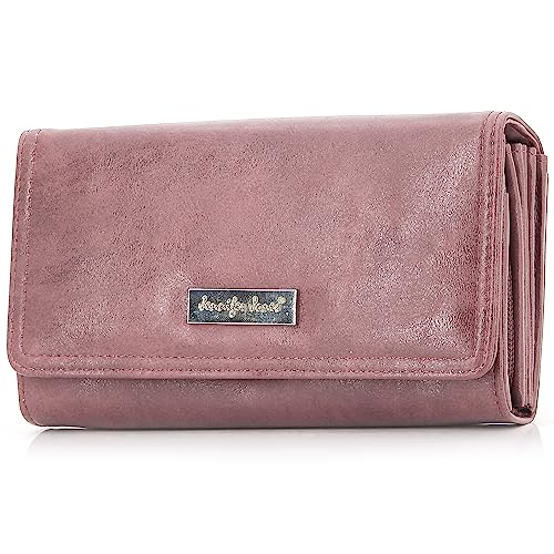 ekavale Portemonnaie Damen mit vielen Kartenfächern - Geldbörse aus Kunstleder - Geldbeutel für Frauen - Brieftasche Damen (Pink) von ekavale