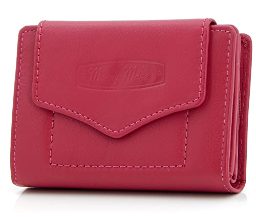 ekavale Geldbörse für Damen mit Druckknopf-Überschlag RFID weiches Leder (Pink) von ekavale