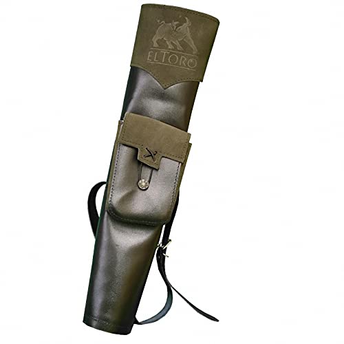 robuster Rückenköcher, Pfeilköcher, Bogenköcher mit Tasche aus strapazierfähigem Leder, für Pfeile, Handschuhe und Bogenzubehör robuster Rückenköcher, Pfeilköcher, Bogenköcher mit Tasche aus strapazierfähigem Leder, für Pfeile, Handschuhe und Bogenzubehör von elToro