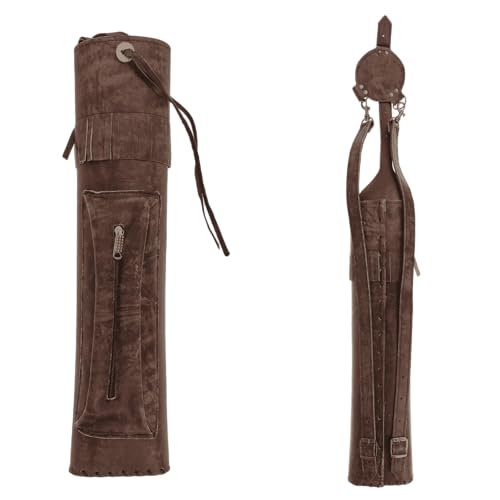 elToro Long Pocket - Traditioneller Rückenköcher aus Leder mit längenverstellbaren Schultergurten und Tasche für die Sicherheit Ihrer Pfeile (Antique Brown) von elToro