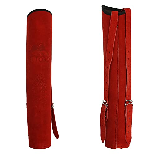 elToro Wild Colorz Big Back - Rückenköcher, aus edlem hochwertigen Wildleder mit Dreipunktgurtsystem, für Rechts- als auch Linkshandschützen (Rot) von elToro