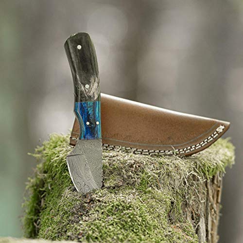 elToro Wood Horn - Damast - Jagdmesser - 7cm - inkl. Lederscheide; Messer für Camping, Outdoor, Survival elToro Wood Horn - Damast - Jagdmesser - 7cm - inkl. Lederscheide; Messer für Camping, Outdoor, Survival von elToro