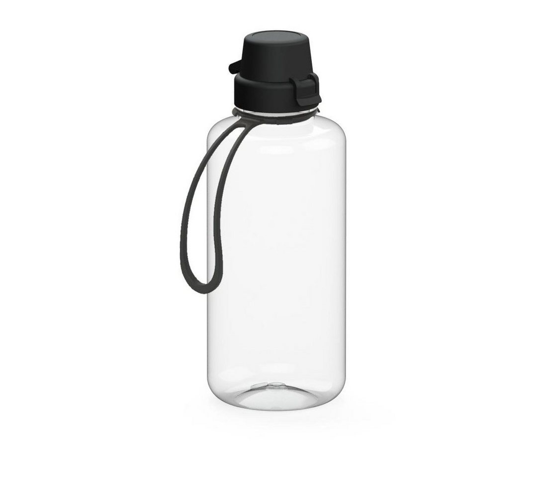 elasto Trinkflasche 1 L Wasserflasche "School" Tritanflasche mit Trägerband, Made in Germany, BPA-frei, Sportflasche, kohlensäurehaltige Getränke von elasto