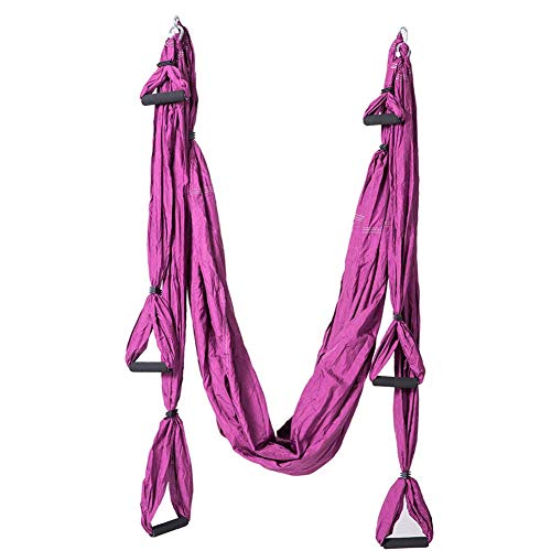 ele ELEOPTION Aerial Yoga Hängematte,Yoga Schaukel Anti Schwerkraft Hängematte Set mitgeliefert 2 Verlängerungsgurte und Anti-Fall Socken (Violett) von ele ELEOPTION