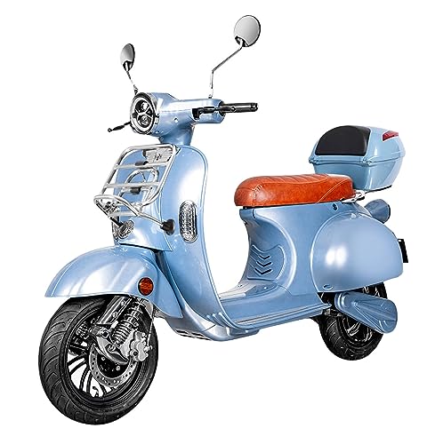 Elektroroller Classico, 45 km/h, 60 Km Reichweite, Lithium-Akku, 3000 Watt, E-Roller mit Straßenzulassung, Roller, Elektro-Motorroller, Elektro-Moped, blau Elektroroller Classico, 45 km/h, 60 Km Reichweite, Lithium-Akku, 3000 Watt, E-Roller mit Straßenzulassung, Roller, Elektro-Motorroller, Elektro-Moped, blau von elrofu
