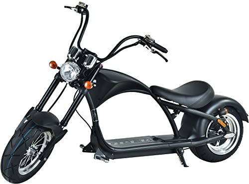 Elektroroller E-Chopper X9, mit Straßenzulassung, E-Roller, 45 km/h, 3000 Watt, 30Ah, 75 km Reichweiter, Roller, Schwarz von elrofu